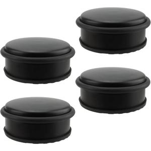 KINJOEK 4 PCS Heavy Duty No Drill Door Stopper, Stainless Steel Door Stop, Surrounded with Protective Rubber Bands Anti-Slip Door Wedge for Office, Home, Garage, Laundry Door, Black