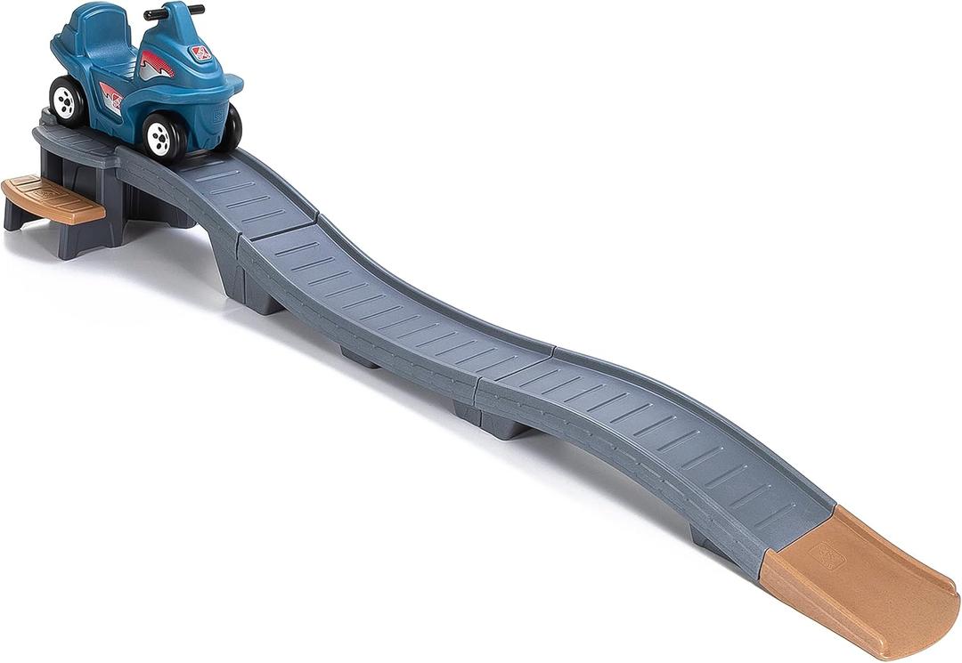 Step2 Up & Down Roller Coaster Kids Ride On Toy, Push Car, Indoor/Outdoor Playset, Made of Durable Plastic, Max Weight 50 lbs., for Toddlers 2-5 Years Old, Gray & Blue, Medium