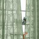 Aiyufeng Green Sheer Curtains 63 Inc Length 2 Panels Set, 3D Floral Clip Jacquard Light Filtering Semi Sheer Curtain Transparent Rod Pocket Window Curtain Panels for Bedroom Living Room, 54Wx63L Inch