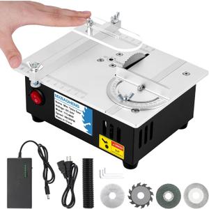 MXBAOHENG Mini Table Saw S3 Portable Precision Craft Table Saw, 1/2" Adjustable Cut Depth, Seven Speed Adjustable Power Supply, for Small Hobby Woodworking Miniature Wood Craft Cutting