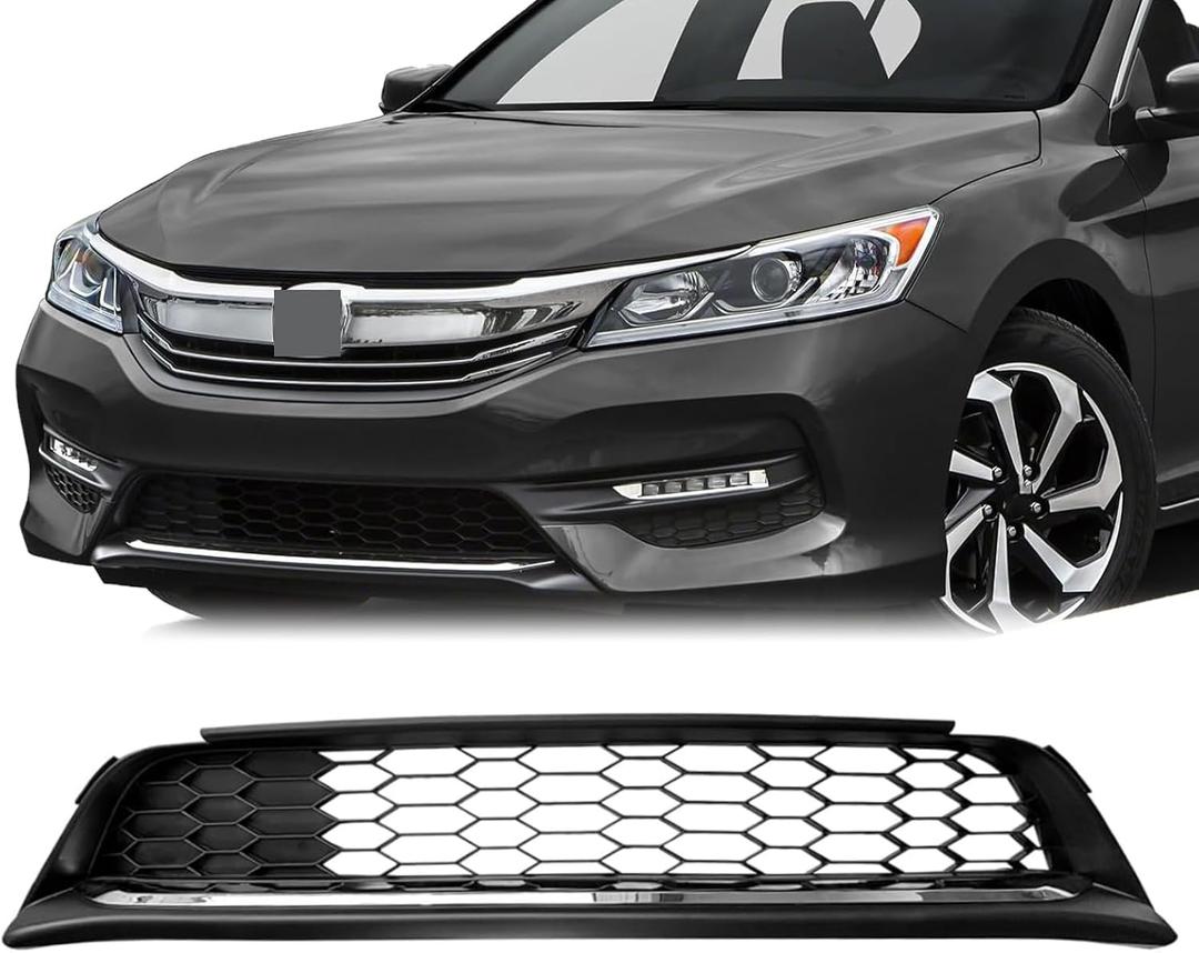 Front Bumper Lower Mesh Grille For 2016 2017 Honda Accord Sedan W Chrome Trim Lower Grill HO1036126 71152T2FA50