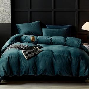 WARMDERN Peacock Blue Flannel Velvet Duvet Cover King Size Duvet Cover Bedding Sets, 3pcs Ultra Soft Luxury Textured Modern Crystal Velvet Duvet Covers with Zipper Closure (Peacock Blue, King)