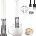 Rechargeable Milk Frother, 3-Speed Silent Electric Whisk with 2 Heads (Balloon & Flat), USB-C Fast Charging, Hands-Free for Latte, Cappuccino, Hot Chocolate, Eggs (800mAh Battery)