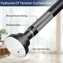 ENJOYBASICS 2 Pack Adjustable Spring Tension Curtain Rods 32 to 78 Inches, Stainless Steel Matte Black Shower Rod No Drilling for Window, Bathroom, Closet, Room Divider, 7/8" Diameter