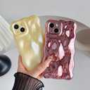 Caseative for iPhone 13 Case,Water Ripple Wave Meteorite Bubble Chrome Plating Electroplated Candy Phone Case (Eletro Red)