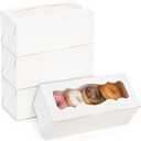 Kingrol 50 Pack White Bakery Boxes with Window, 9x4x3.5 Inch Dessert Boxes for Baked Goods, Pastry Boxes for Swiss Rolls, Cookies, Muffins, and Dessert Packaging