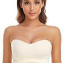 Lusait Strapless Bra for Women Non-Slip Silicone Padded Bandeau Bra Wireless Tube Top Bralette Size S