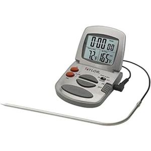 Taylor Programmable Instant-Read Wired Probe Digital Meat Thermometer, Stainless Steel for BBQ, Grill, Kitchen Cooking, Accurate Temperature Readings (One Size)