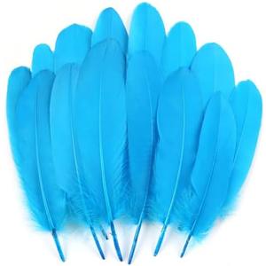 THARAHT 120pcs Aqua Blue Goose Feathers Natural Bulk 6-8 inch 15-20cm for Crafts DIY Cosplay Wedding Party Halloween Decoration Goose Nagoire Feathers