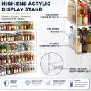 Cinnvoice Mini Liquor 50ml Bottles Retail Display Case with Lock and Adjustable Dividers, 23.6"w x 24.4"h x 12"d Clear Commercial Acrylic Countertop Rack for 50ml Nips, Airplane Shot Bottle & Pos Item