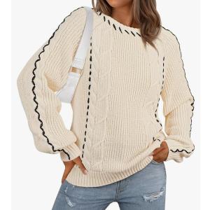 ECOWISH Bow Sweater Women Valentine Casual Long Sleeve Knit Tops Crew Neck Jumper Pullover Oversized Outfit Fall Winter S
