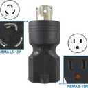 Conntek 30120 UNO Locking Plug NEMA L5-15P to NEMA 5-15R 125-Volt Adapter Black, 1PCS/PK
