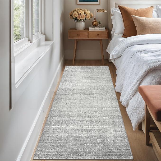 Art&Tuft 2x5 Runner Rug Non Slip, Washable Rug Runners for Hallways,Grey | Low Pile, Sripe Soft & Lighweight, Folable, Stain Resistant 5ft Carpet Runners for Entryway,Kitchen,Living Room,Bedroom