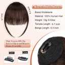Bangs Hair Clip in Bangs,100% Human Hair Fake Bangs Clip on Bangs Dark Brown,Faux Bangs Clip in Hair Extensions,French Bangs Fringe With Temples Hairpieces Curved Bangs for Daily Wear