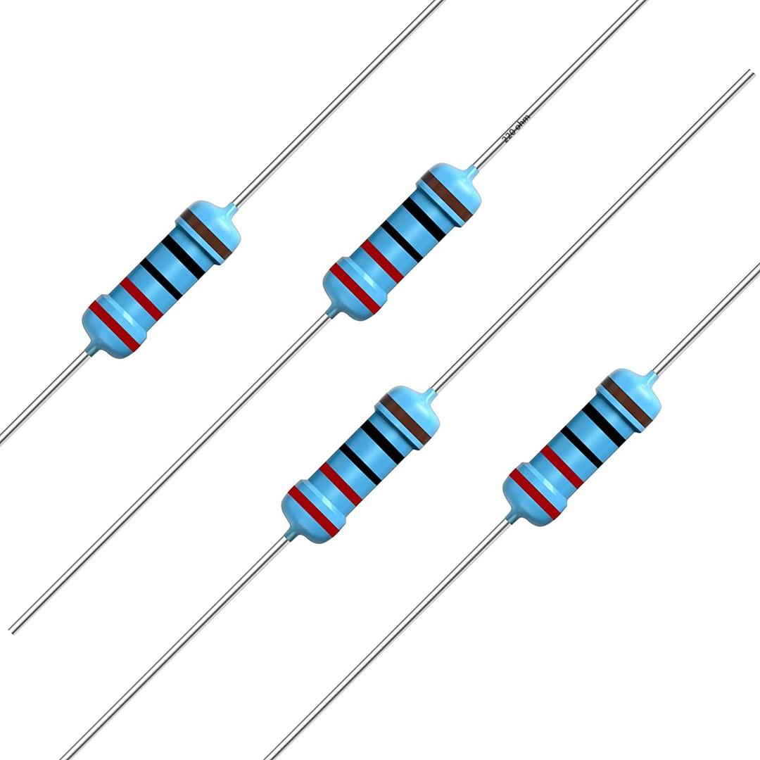 California JOS 100pcs 220 ohm Resistor 1/2w (0.5Watt) 1% Tolerance Metal Film Fixed Resistor, Multiple Values of Resistance Optional(220 ohm, 220 R, 220 )