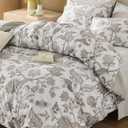 Bedsure Floral Duvet Cover King Size - 100% Cotton Reversible Entwined Vines Pattern Duvet Cover Set, 3 Pieces Soft & Breathable PureWoven Bedding Set with 2 Pillow Shams (Linen Vines, 104"x90")