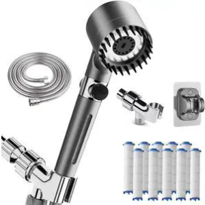 6-Mode High Pressure Handheld Shower Head with Filter, HOPOPRO High Flow Filtered Handheld Showerhead, Water Softener Filters for Hard Water - Removes Chlorine - Improves Skin Hair Condition (Chrome)