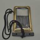 Flaunt Gold Metallic Waterproof Floating Phone Pouch with Crossbody Lanyard - Travel Beach Cruise Ship Essentials - Large