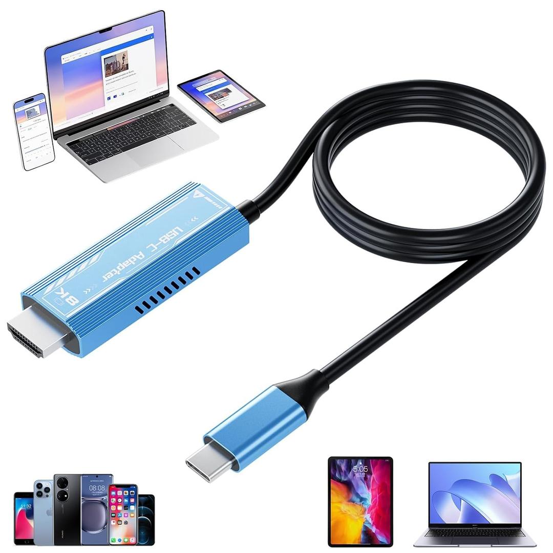 Switch 2 Dock hdmi Cable,USB C to HDMI 2.1 Cable 8K@60Hz,100W Fast Charging 6ft,Type-C to HDMI Cable Compatible with SteamDeck/ROG Ally/Thunderbolt 3/4/5 iPhone17 15 16 hdmi Adapter