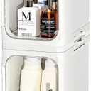 JOYZAN Narrow Bathroom Storage Cabinet with Movable Wheels, Slim Storage Cabinet with 2 Doors & Removable Panel, Skinny Bathroom Organizers and Storage for Small Space, Corner, Kitchen, Laundry