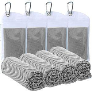 4 Pack Cooling Towels (40"x12") - Instant Cooling Reusable Microfiber Towels for Sports, Gym, Camping, Yoga, Fitness & More