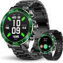 SOUYIE Men's Luxury Smart Watch - 1.43" AMOLED Display Smartwatch with HD Bluetooth Calling, 400mAh 30-Day Battery, 100+ Sports Modes, Health Monitor with Metal/Silicone Straps for Android iPhone (Black+ Green)