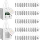 Fuutreo 50 Pcs White Kraft Paper Gift Bags with Window 4 x 2.75 x 4.5 In, Handles & Tags for Wedding, Valentine's, Mother's Day Gift Wrap