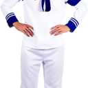 fun shack Mens Sailor Costume, Adult Sailor Halloween Outfit, Nautical Costume for Men, Maritime Dress Up (Large, White)
