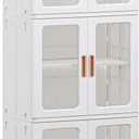 3 Sets Stackable Storage Bins Folding Storage Bins with Lid and Doors, Closet Organizers with Wheels, Plastic Folding Storage Box Collapsible Cabinet Bins, Multi-Use Storage Box A,Large Size