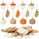 DN DECONATION 12PCS Fall Tree Decorations Felt Ornaments, Felt Pinecones Leaves Mini Pumpkins Ornament Set for Small Tree Thanksgiving Harvest Autumn Fall Hanging Decor