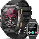 Military Smart Watches for Men (Answer/Make Calls), 2.02'' Fitness Smart Watch for Android and iPhone, Waterproof Fitness Tracker with Blood Pressure/Heart Rate/Sleep/100+ Sport Modes, Watches for Men