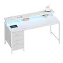 DUMOS 47-Inch Gaming Computer Desk with Drawers for Home Office, White