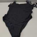 ZAFUL Women's One Piece Swimsuit Ribbed Open Back Bathing Suit Tummy Control Scoop Neck Adjustable Straps High Cut Swimwear M