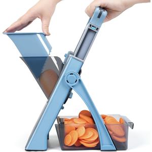 Safe Mandoline Slicer Plus  Adjustable Vegetable Chopper, Stainless Steel Blade, BPA-Free, Sky Blue