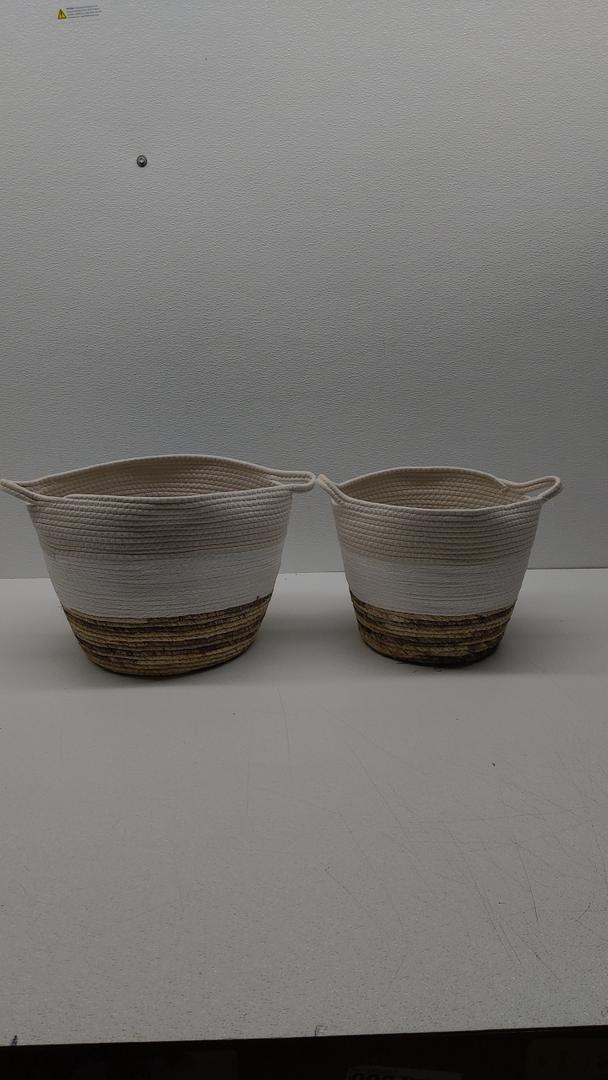 HD Medium- Large Fabric Rope Basket Set of 2, Multicolor