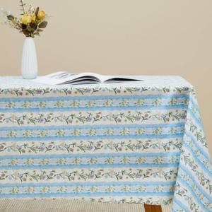 Frienda 55''x79'' Block Print Tablecloth Velvet Rectangle Indian Tablecloth Washable Floral Table Cloth Pastoral Farmhouse Table Cover for Kitchen Dining Picnic Thanksgiving Christmas(Blue Flower)