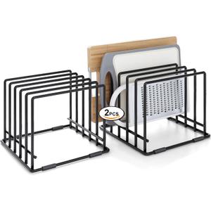 2-pack 5-slot baking storage scratch-resistant cookie tray organizer with anti-slip frame for kitchen cabinet - portable and dust-resistant