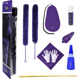 Flute Cleaning Care Cleaning Kit: Key Oil + Cork Grease + Swab + Cleaning Cloth + Cleaning Brush + Cleaning Rod - Maintenance Kit