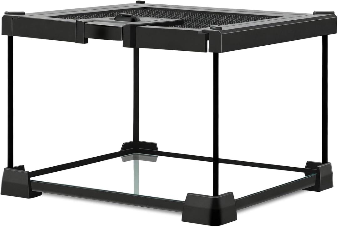 Mini Glass Terrarium Tank 8"x8"x6" with Top-Opening Mesh Lid, 360 Clear View, Ventilated Enclosure for Tarantulas, Jumping Spiders, Isopods, Froglets, & Small Reptiles