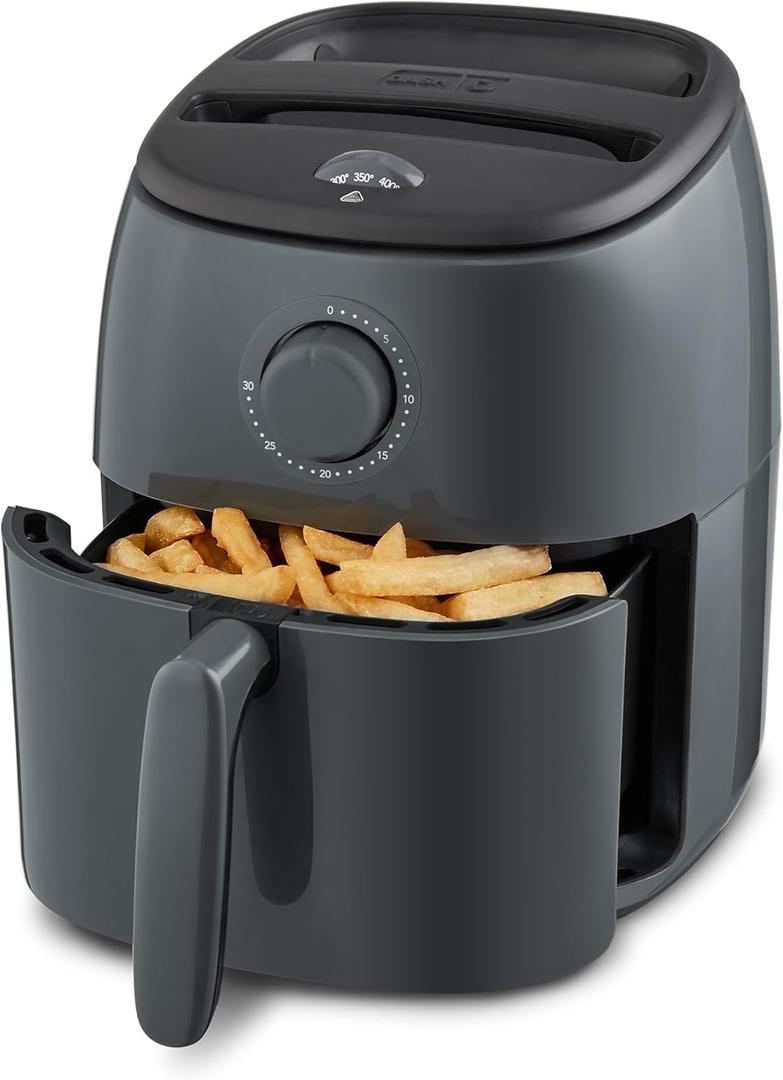 DASH TastiCrisp™ Electric Air Fryer Oven, 2.6 Qt., Grey – Compact Air Fryer for Healthier Food in Minutes, Ideal for Small Spaces  Auto Shut Off, Digital, 1000Watt