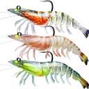 TRUSCEND Pre-rigged Fishing Jig Lures for Freshwater and Saltwater, Innovative Super Durable TPE Bass Lures, Lifelike Shrimp Crayfish Swimbait, Weedless Lure for Crappie Trout Walleye, Keep Separately (A-3.5"-0.4oz)