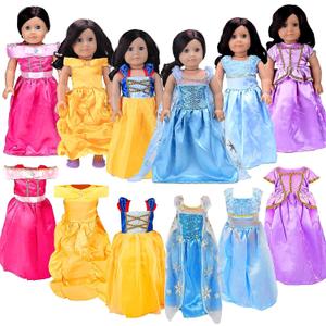 18 inch Doll Clothes Accessories -6Pcs Different Princess Costume Gift Fits All 18-inch Dolls Across Brands