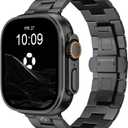 CRNS03 Titanium Watch Band for Apple Watch Ultra 3/2/1 49mm & Series 11/10 46mm, Adjustable Link & Butterfly Clasp for Apple Watch Ultra Band, Premium Color Match iWatch Metal Band for Men (Black)