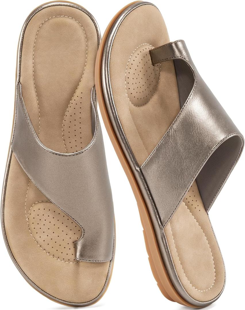 Reimferce Summer Flat Sandals for Women: Comfortable Walking Dressy Slides for 2026 - Ladies Orthopedic Casual Shoes Indoor Outdoor 9