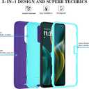 Qinmay Phone Case for Motorola Moto G 2025/Moto G Play 5G 2025 Case with HD Screen Protector, Heavy Duty Shockproof & Dropproof 3-Layer Cover Phone Case,PurpleSkyBlue