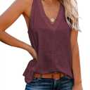Women's Summer Basic Sleeveless V Neck Casual Tank Tops Loose Shirts (Red, XXL)