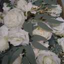 Faux Arch Flower Swag Set of 2 for Wedding Welcome Signs Floral Swag Wedding Reception Ceremony Signs Decor (White)