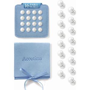 16 Pairs Double Sided Pearl Veil Weights Invisible Secure Veil for Outdoor Weddings, Elegant Gifts for Brides (Blue)