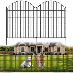 6 Pack No Dig Decorative Garden Fence Panels, 32in(H) x 14.5ft(L), Dog Fence Outdoor for Yard, Rustproof Metal Animal Barrier for Rabbits & Flowers, Temporary Fencing for Patio, RV