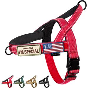 Annchwool No Pull Dog Harness with Soft Padded Handle,Reflective Strip Escape Proof and Quick Fit to Adjust Dog Harness,Easy for Training Walking for Small & Medium and Large Dogs (Red,L)